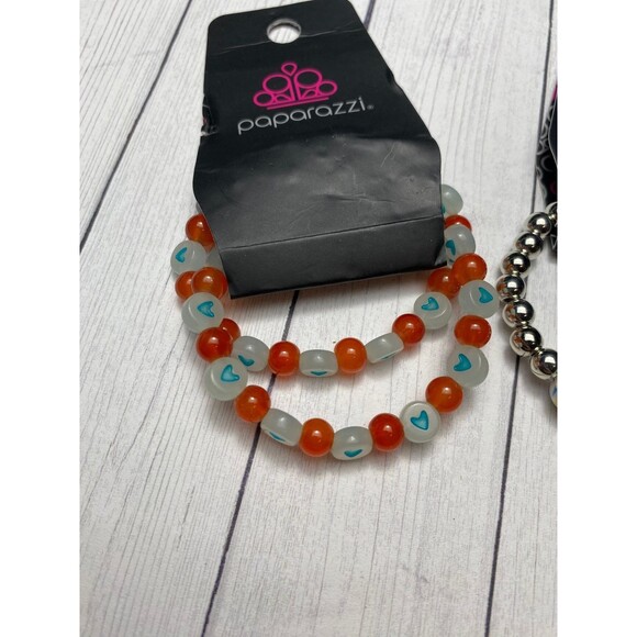 Lot Of 3 Paparazzi Beaded Stretch Bracelets Colorful Heart and Sprinkle Beads - Picture 2 of 5